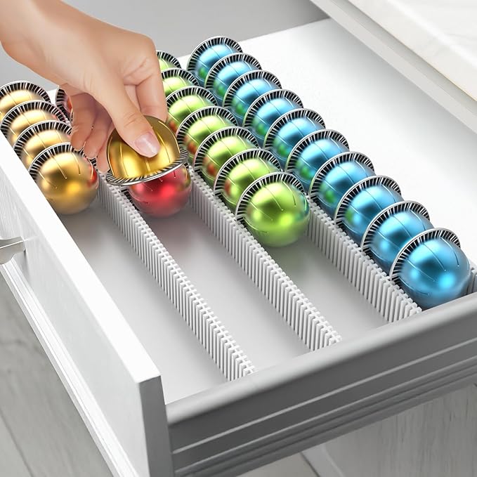 Coffee Pod Storage Holder Drawer Insert for Counter Compatible Nespresso Vertuo Vertuoline Capsules for Home, Office, Coffee Station（white)