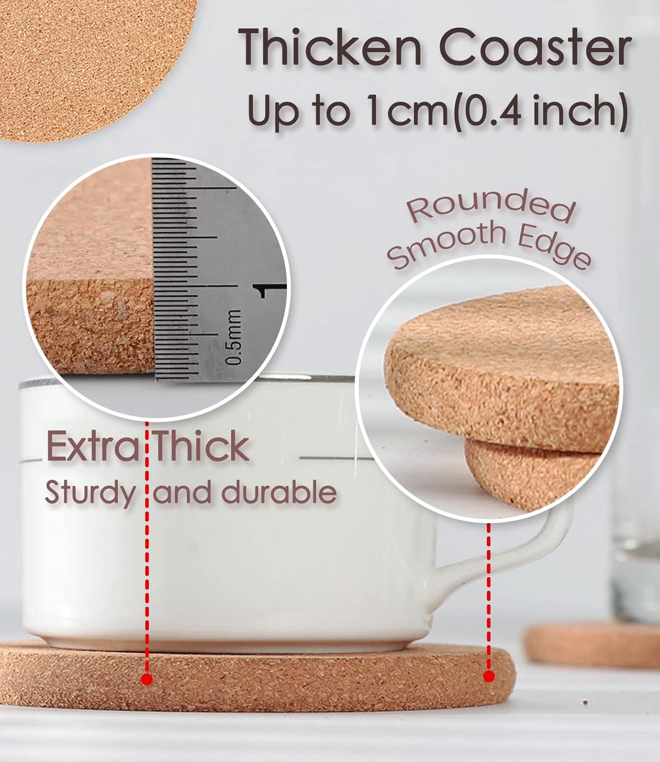 Cork Trivet, 4 Pack High Density Thick Cork Trivets for Hot Dishes, 8 Inch Heat Resistant Large Coaster for Kitchen, Hot Pads for Table & Countertop