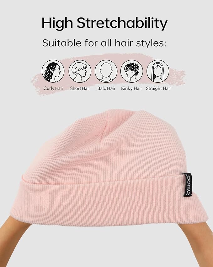 Zylioo Oversize Beanie Hats, XXL Big Size Ribbed Knit Cuffed Winter Hat for Cold Weather, Warm Skull Watch Cap
