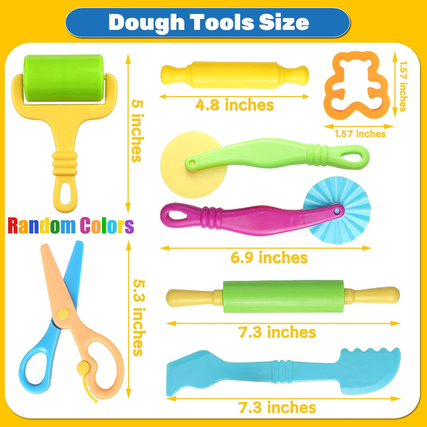 iShyan Dough Tools for Kids, 24 Pieces Dough Play Tools Set with Rolling Pins,Cutters,Dough Extruders,Scissor