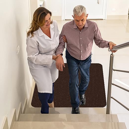 Stair Treads for Wooden Steps, Non-Slip Stair Runner Indoor Outdoor Stair Tread Landing Mats Covers Pads, 31" x 31"Matching Staircase Step Runner for Elders, Kids and Pets (31" X 31", Brown)