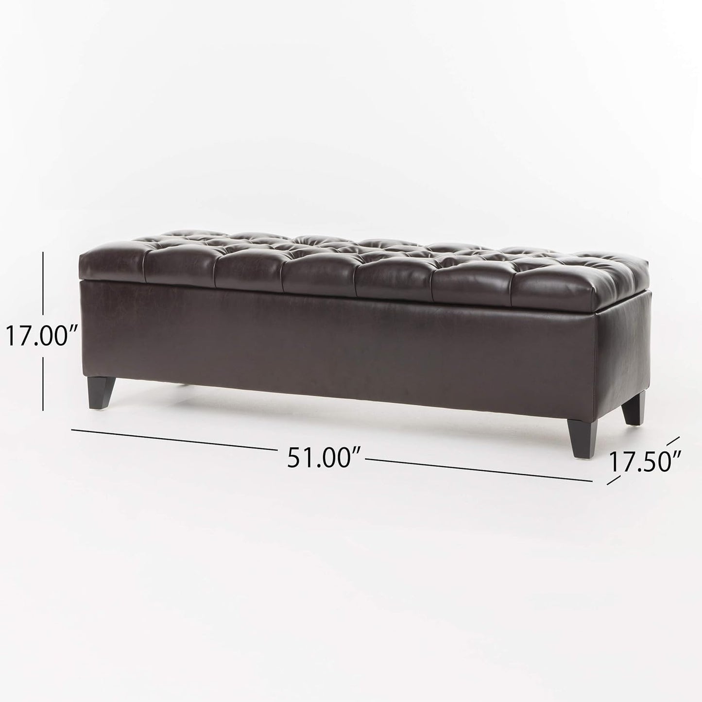 Christopher Knight Home Ottilie Leather Storage Ottoman, Brown