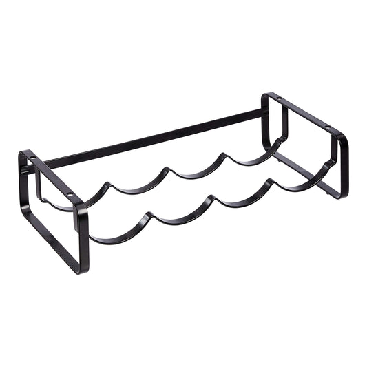 Amazon Basics Tabletop Stackable 4-Bottle Metal Wine Rack, Wine Storage, Space Saving, No Assembly Required, 3.74"D x 15.75"W x 7.87"H, Black