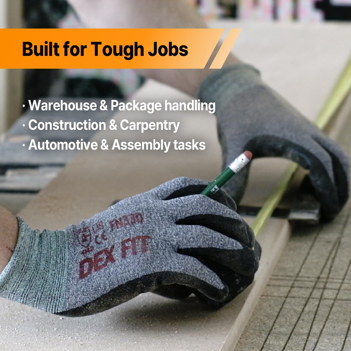 DEX FIT Nitrile Coated Work Gloves FN330-3D-Comfort Stretchy Fit, Firm Grip, Thin & Lightweight, Touchscreen Fingers, Protective & Durable, Breathable, Machine Washable; Black XS (6) 3 Pairs