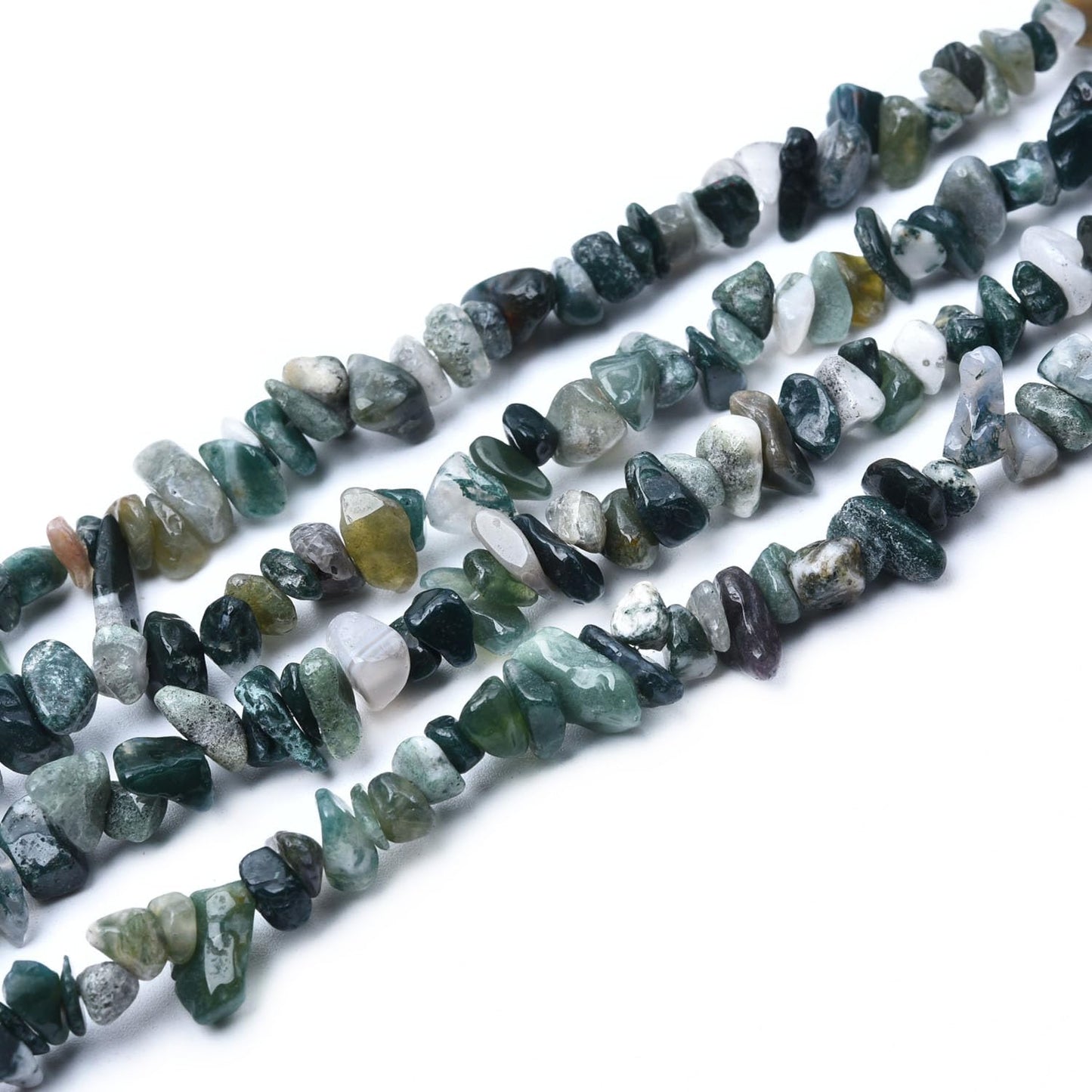 Natural Chip Stone Beads 450pcs Moss Agate Chips 5-8mm Genuine Real Irregular Healing Crystal Rocks Hole Drilled DIY Loose Gemstone Beads for Jewelry Making Bracelet Earrings Necklace Crafting