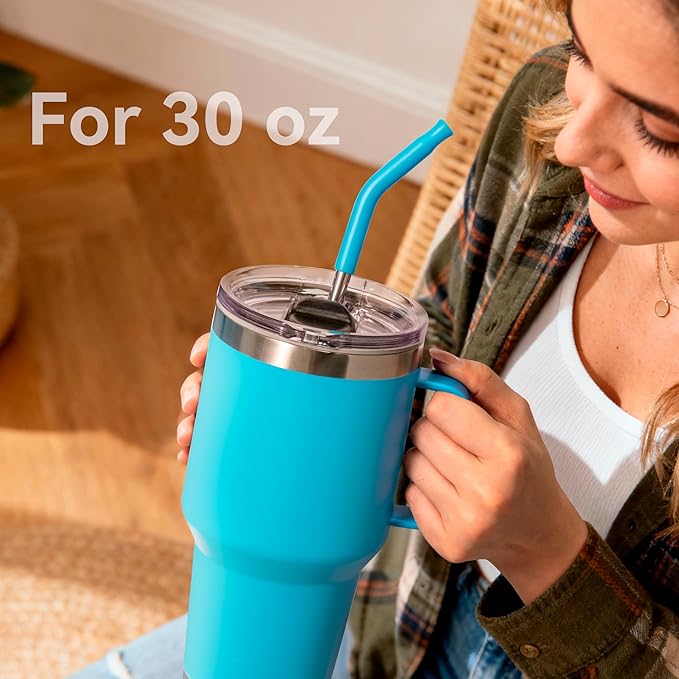 30 oz Straight Metal Straws with Silicone Tip for 30 oz Tumbler, 6 Pcs Stainless Steel Reusable Drinking Metal Straw for YETI, STANLEY, US Acrylio, BJPKPK, Simple Modern and so on