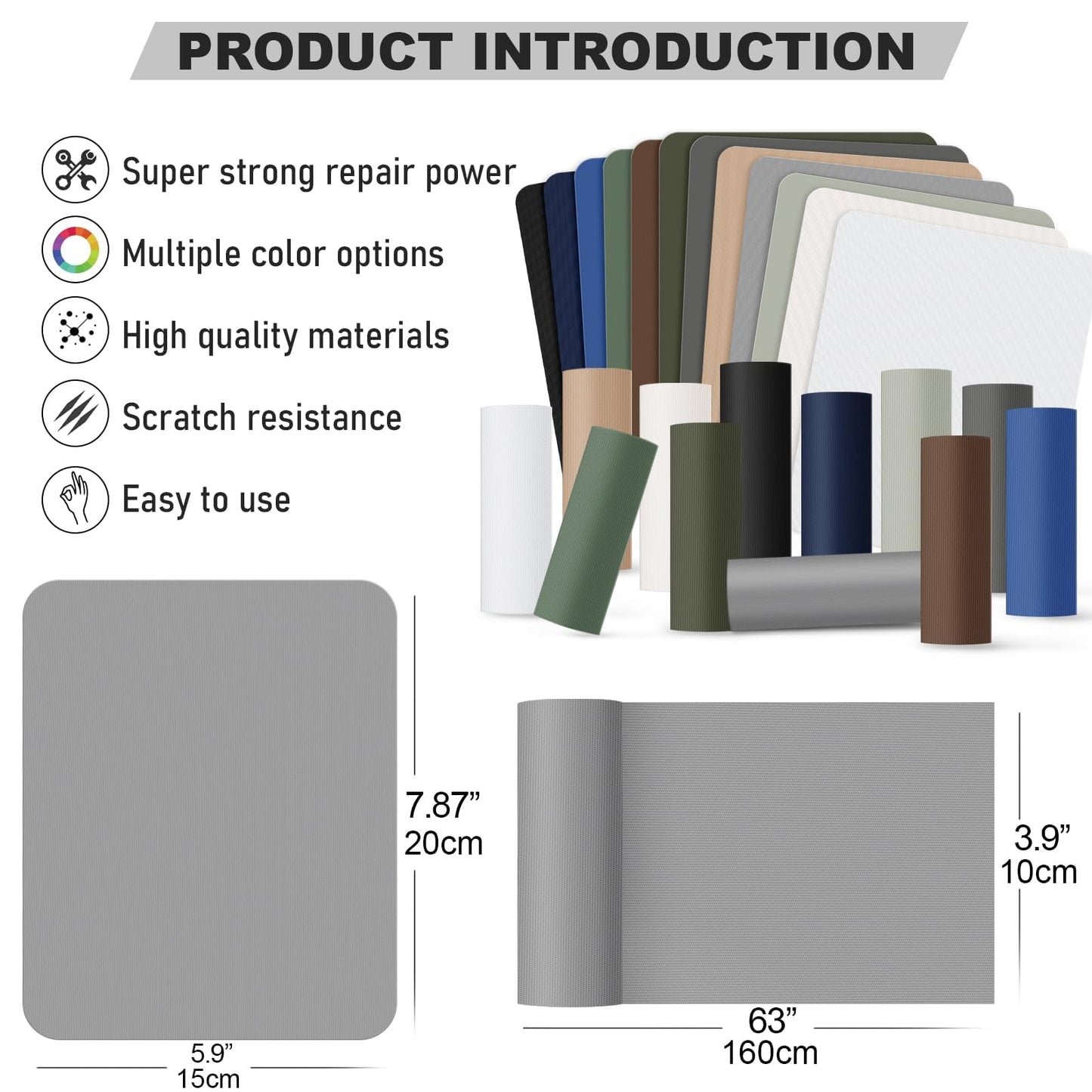 OAZ 8 Pieces 7.87 x 5.9 inch Nylon Repair Patches Nylon Fabric Patch Self-Adhesive Fabric Repair Tape Waterproof Lightweight Outdoor Gear Patch Kit for Down Jacket Clothing Tent Bag (Black/Navy Blue)