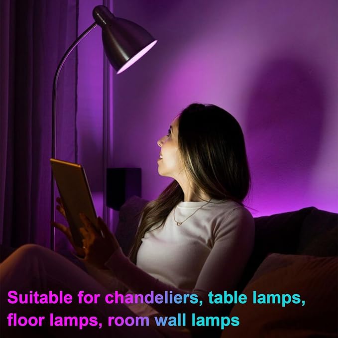 2Packs E26 Rechargeable Light Bulbs with Remote, 6W 450lm Battery Operated Magnetic Light Bulbs 2500mAh, 15 RGB Color, Timer, Dimmer for Non-Hardwired Lamp