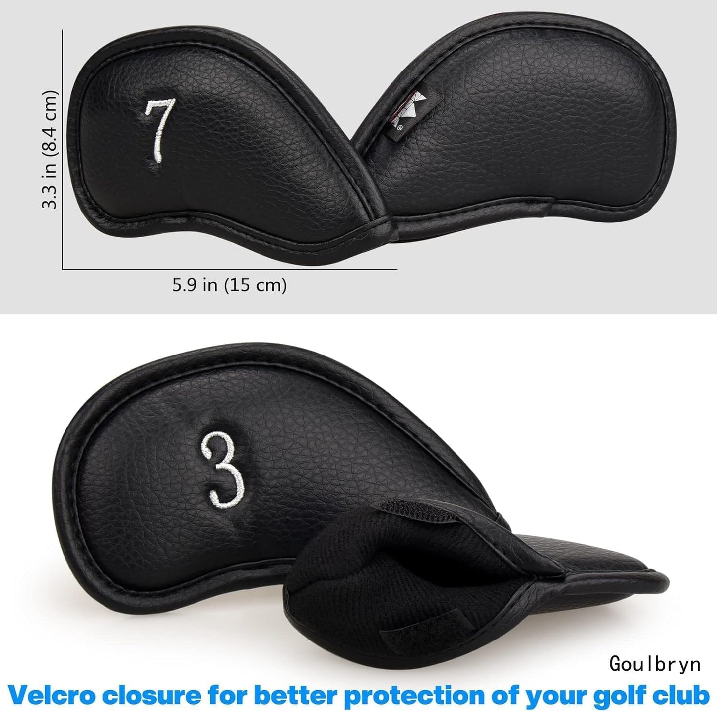 12pcs Thick Synthetic Leather Golf Iron Head Covers Set Headcover Fit All Brands Callaway Ping Taylormade Cobra Etc