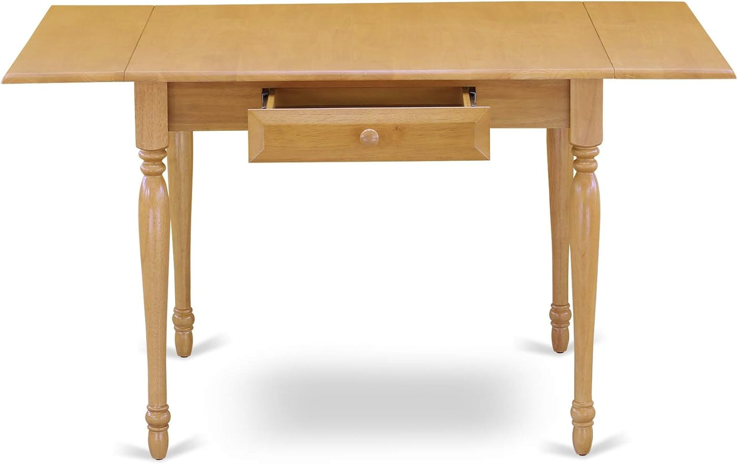 East West Furniture MZNO3-OAK-W 3 Piece Kitchen Table Set for Small Spaces Contains a Rectangle Dining Room Table with Dropleaf and 2 Solid Wood Seat Chairs, 36x54 Inch, Oak