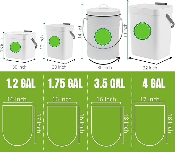 1.75-gallon (6.6L) Compostable, Extra-Thick Countertop Waste Bin Bags| Unscented Leak Proof Bags for Office, Home, Bathroom, Bedroom, Car, Kitchen, Pet(Green)1 Pack| 110 Counts. (1.75 Gallon)