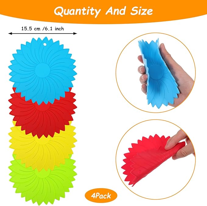 4Pcs Rubber Jar Opener Gripper Pad, 6.10 Inch Jar Openers Top Rated for Seniors, Multi Function Non Slip Jars Opener for Weak Arthritis Hands Seniors Easy Opening (4 Colors)