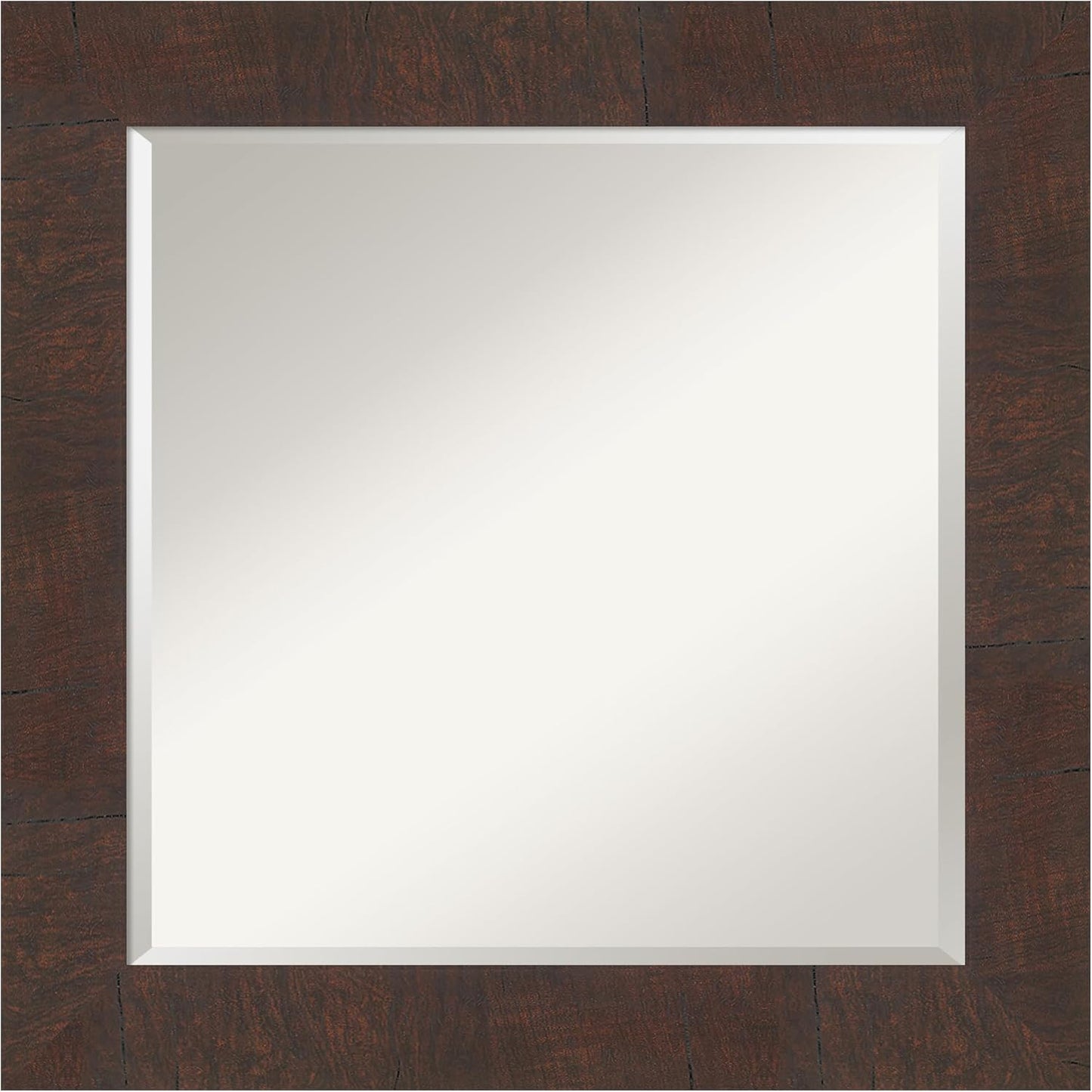 Amanti Art Brown Wall Mirror 25x25 Wildwood Brown Square Bathroom Mirror for Wall Decor Living Room, Medium Rustic Farmhouse Frame, Hangs Horizonally and Vertically, Bathroom Decor, Beveled Edge