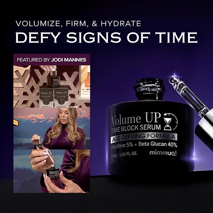 Volume Up Time Block Serum | Anti-Aging 5% Volufiline + 40% Beta Glucan | Plumps Wrinkles by Stimulating Fat Cell Production | Undereye, Forehead, Frown Lines&Neck Wrinkles | 30ml / 4pcs