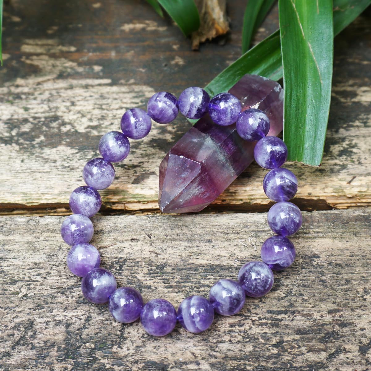 TaHLga 10MM Amethyst Bracelet for Men | Natural Third Eye & Crown Chakra Crystal | Fits for about 7.5" Wrist | Emotional Healing Spiritual Gift for Talismans & Amulets & Talismans Amulets & Feng Shui