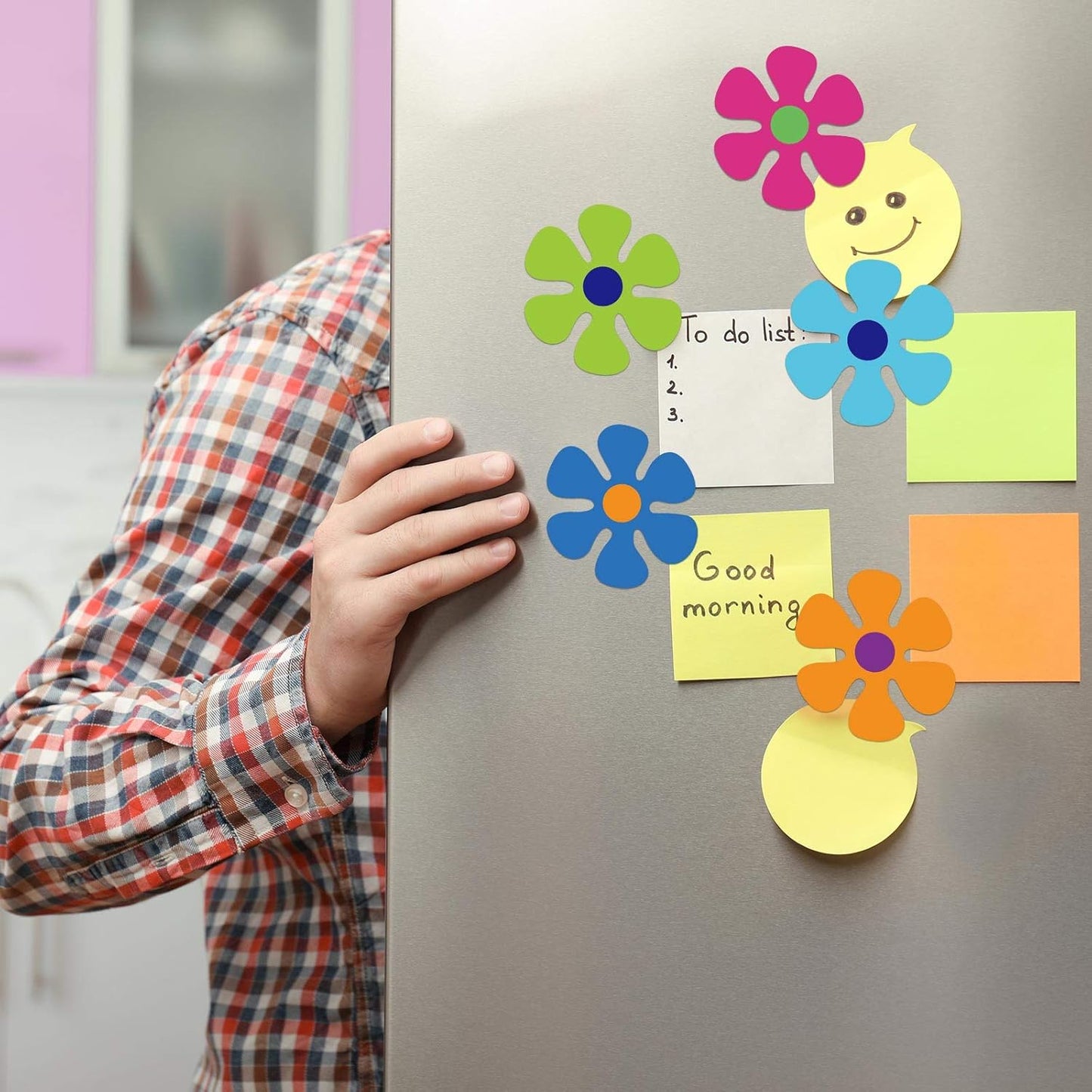 Outus Car Flower Magnet Funny Magnetic Decals Decorations Cute Fridge Magnets 60s Flower Cutout Magnet for Car Home Door Refrigerator (16 Pieces,3.9 x 3.9 Inch)