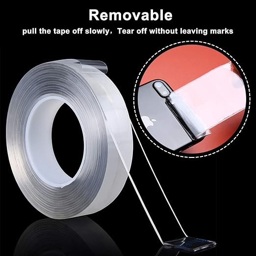 MEMX Nano Double Sided Tape Heavy Duty, 16.4FT Multipurpose Strong Mounting Tape, Reusable Removable Washable Traceless Gel Grip Adhesive for Carpet, Poster Sticky Wall, Home, Office Decor.