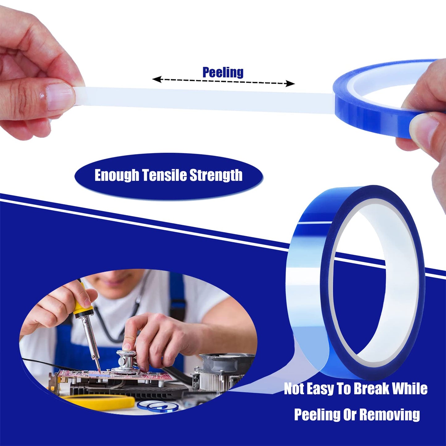 MEBMIK 4 Rolls 20mm x33m(108ft) Blue Heat Tape High Temperature Heat Resistant Tape Heat Transfer Tape for Heat Sublimation Press Vinyl,No Residue