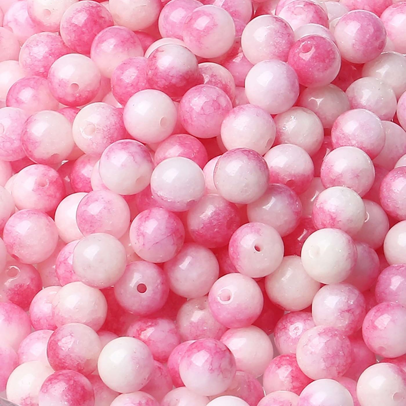 LAIDANLA Pink Tourmaline Jade 8mm Natural Stone Beads Round Loose Gemstone Stone Beads for DIY Bracelet Necklace Earrings Jewelry Making Polishing Beading Crystal 96PCS 2 Strand 32"
