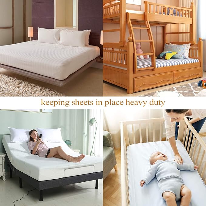 ZHOUBIN Bed Sheet Holder Straps, Adjustable Elastic Crisscross Bed Sheet Fastener Straps Grippers Suspenders for All Bed Sheets, Mattress Covers(2 Set/4Pcs, Black)