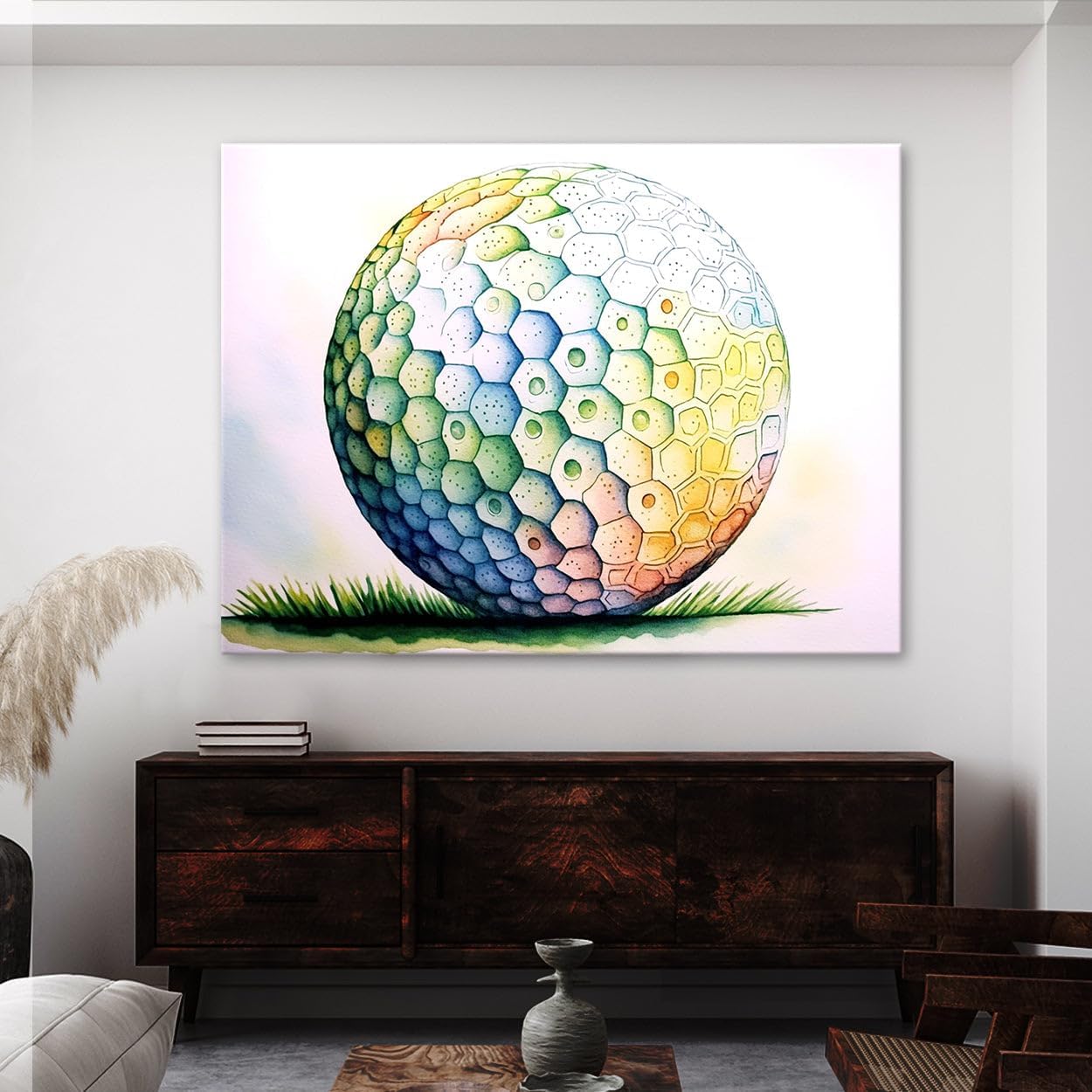 Sense Canvas Golf Ball Watercolor 27 Canvas Art - Home Decor Wall Art Print Poster Painting Medium 24x18 / 0.75"