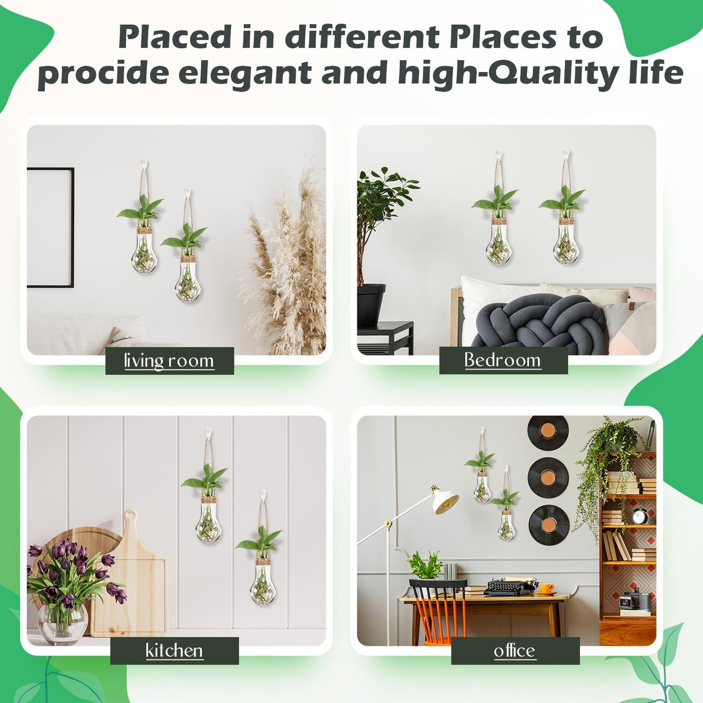 Baderke 24 Pack Hanging Propagation Station 3.9 Inch Plastic Plant Vases with Hooks & Cleaning Brush Clear Window Jars for Plant Clippings, Home Office Decor, Gardening Gifts for Women