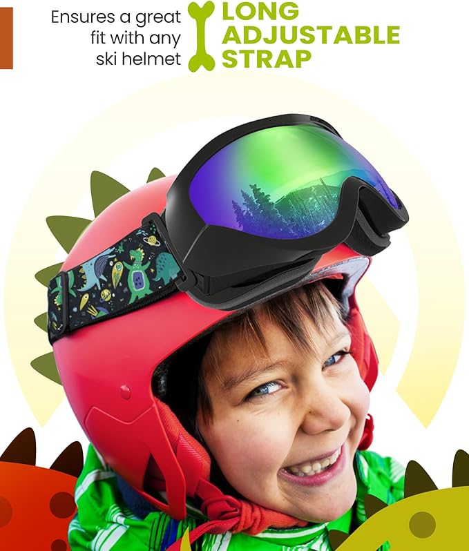 OutdoorMaster Kids Ski Goggles - Helmet Compatible Snow Goggles for Boys & Girls with 100% UV Protection