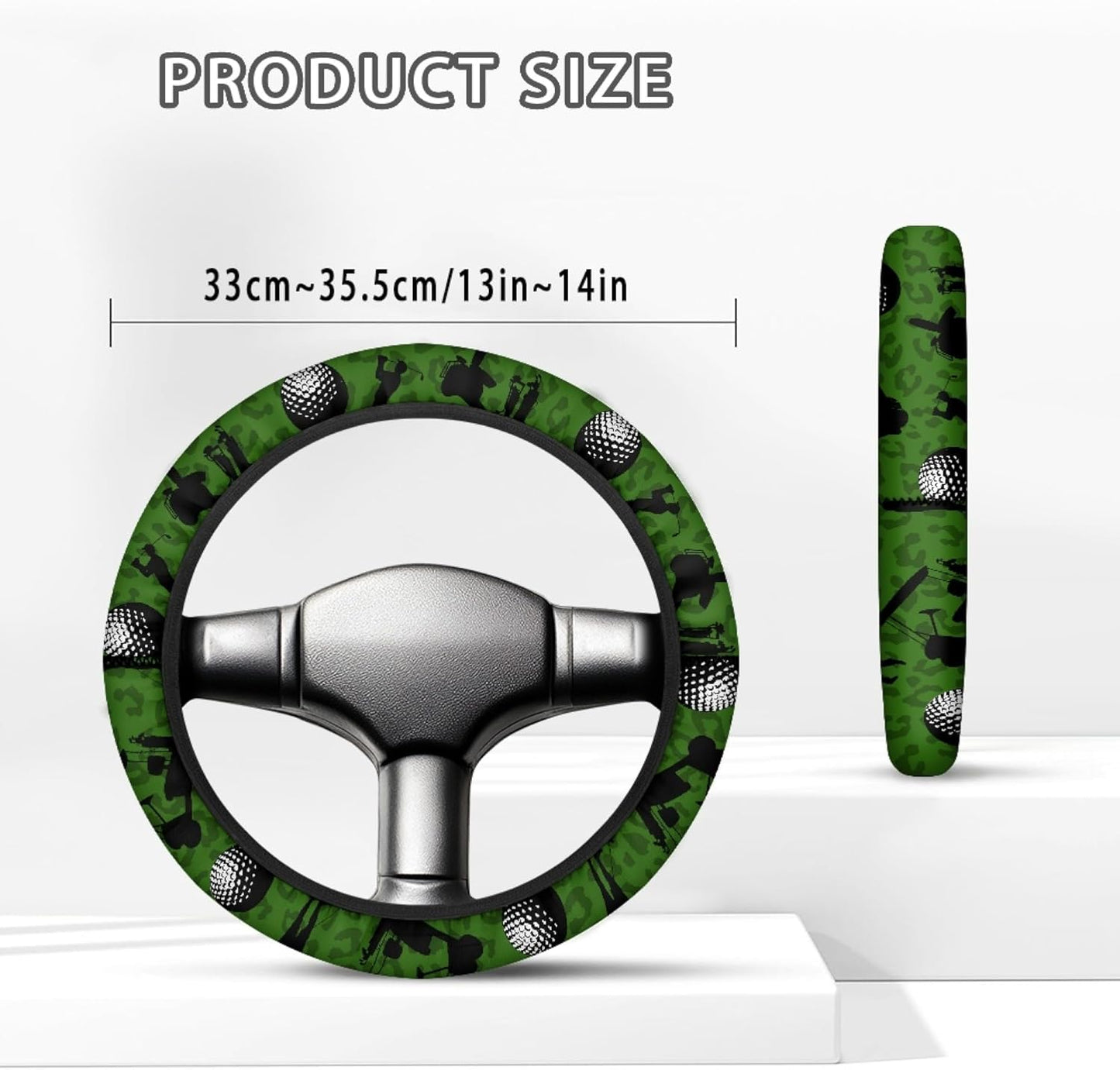 Golf Ball Print Golf Cart Steering Wheel Cover Green 14 Inch Golf Cart Wheel Covers Sun Shade Cover Golf Cart Accessories Great Gifts for Golfer