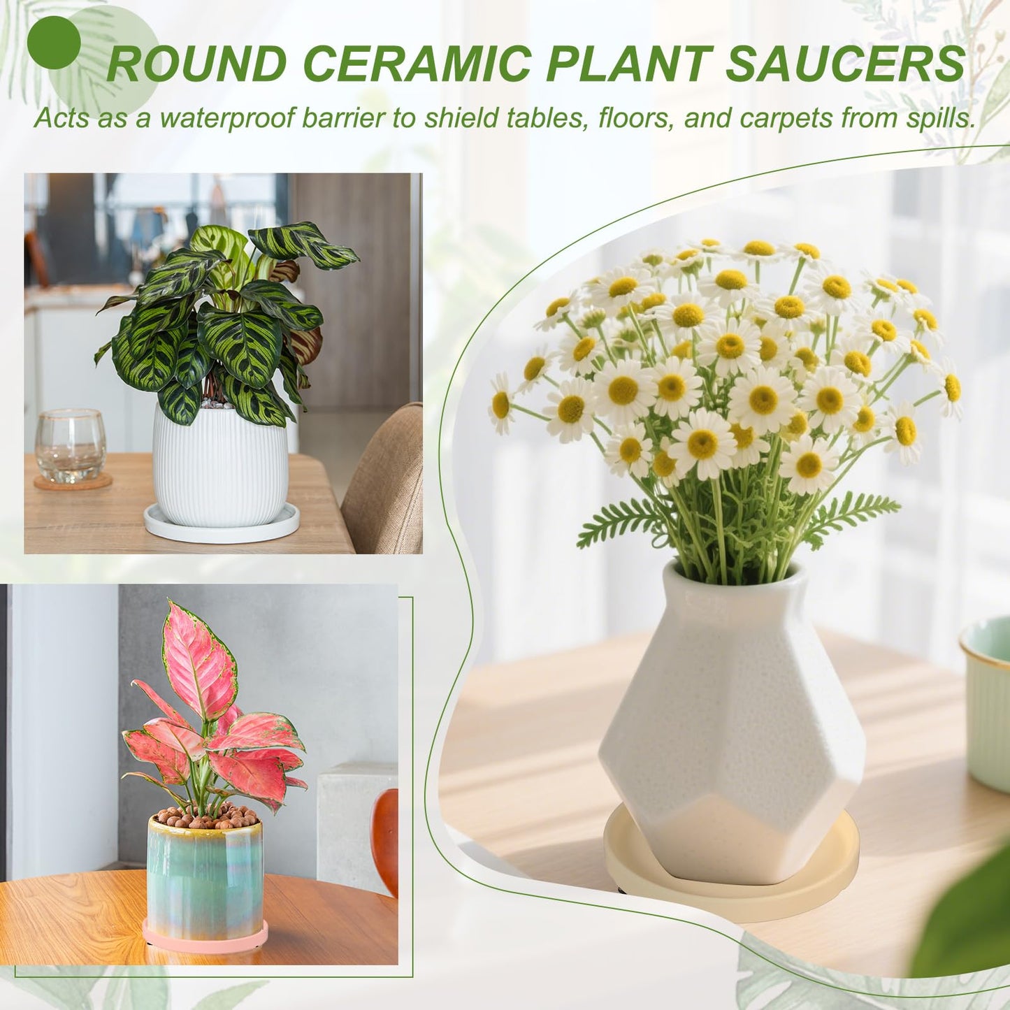 YELARXI 6.7 Inch Ceramic Plant Saucers, Round Flower Planter Water Trays Ceramic Plant Saucer Pot Tray -Fitting for (Outdoor/Indoors/Garden/Planting/Water/Flower/Coffee) Dark Orange
