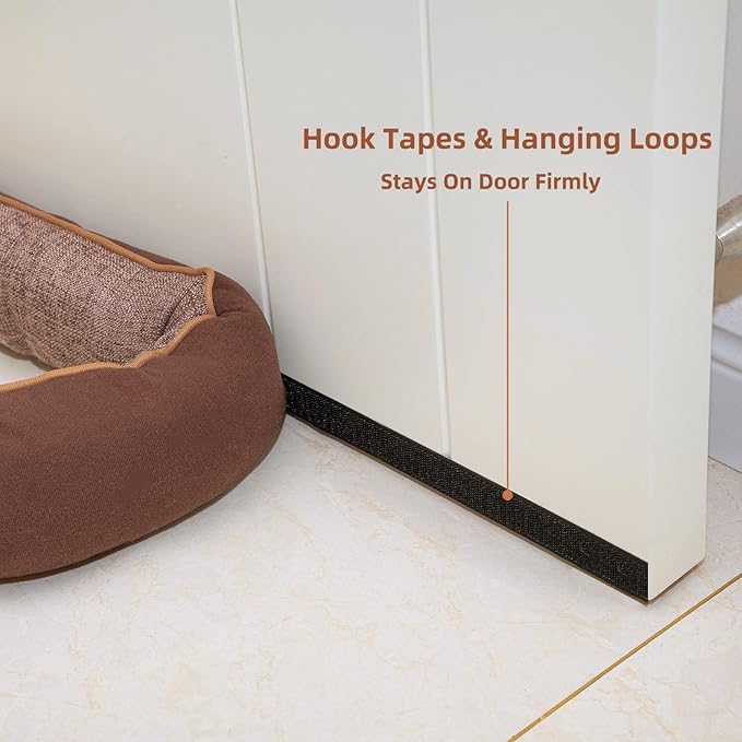 Marwood Under Door Draft Stopper 32 inch Wind Stopper for Door & Window, Weighted French Air Draft Stopper Front Door Snake Noise Blocker for Bottom of Door with Hanging Loops - Brown