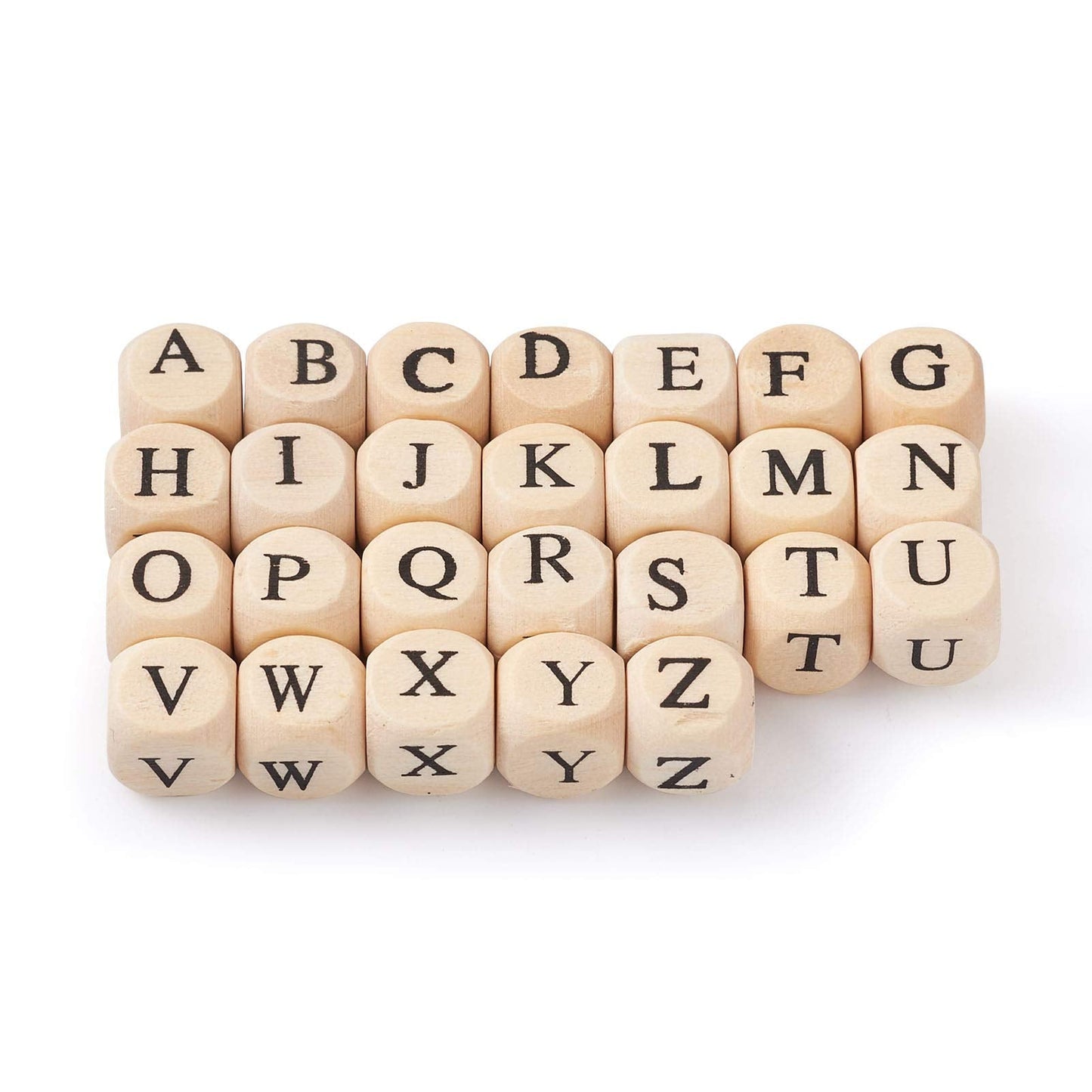 KISSITTY About 1060pcs Maple Wooden Beads for Crafts Mixed Letter A-Z Wood Beads Cube Alphabet Beads Large Hole Wood Spacer Beads for Necklaces Bracelets Earrings Jewelry Making 10x10x10mm
