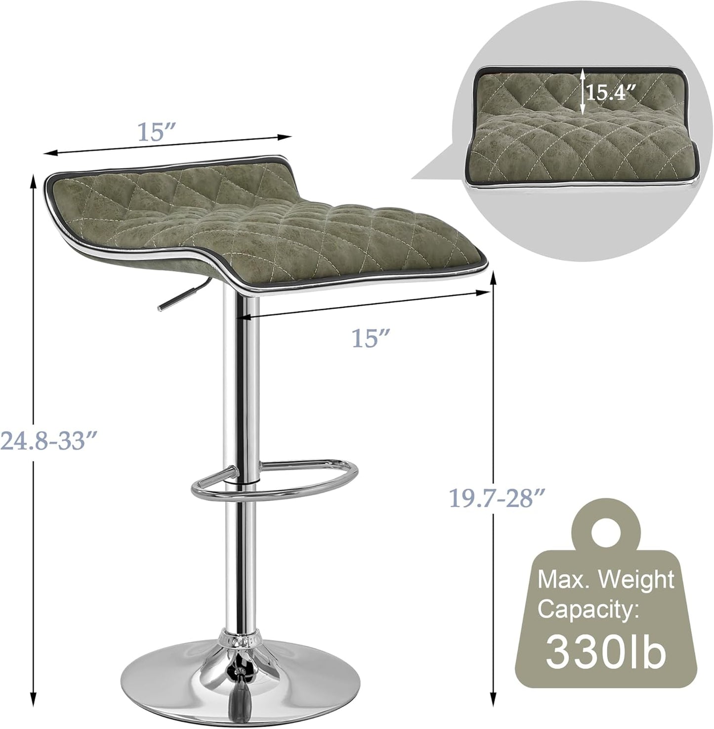 VECELO Bar Stools Set of 4, Adjustable Bar Stools, Bar Height Stools for Kitchen Counter
