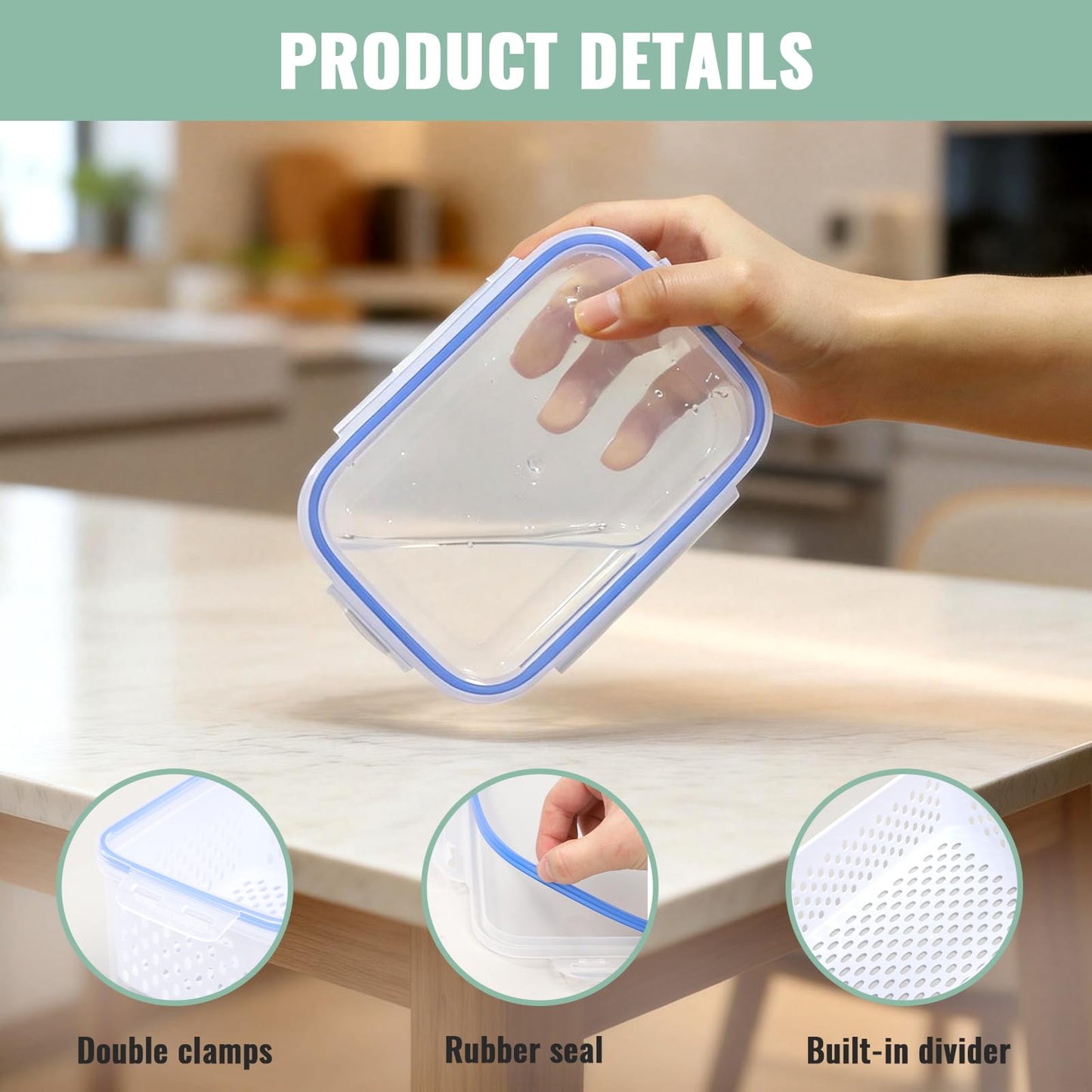 Zmxiabo 3 PCS Fruit Storage Containers for Fridge Food Berry Storage Container Set with Removable Strainer Lid Berries Container for Fridge BPA-Free Plastic Crisper for Long-Term Freshness