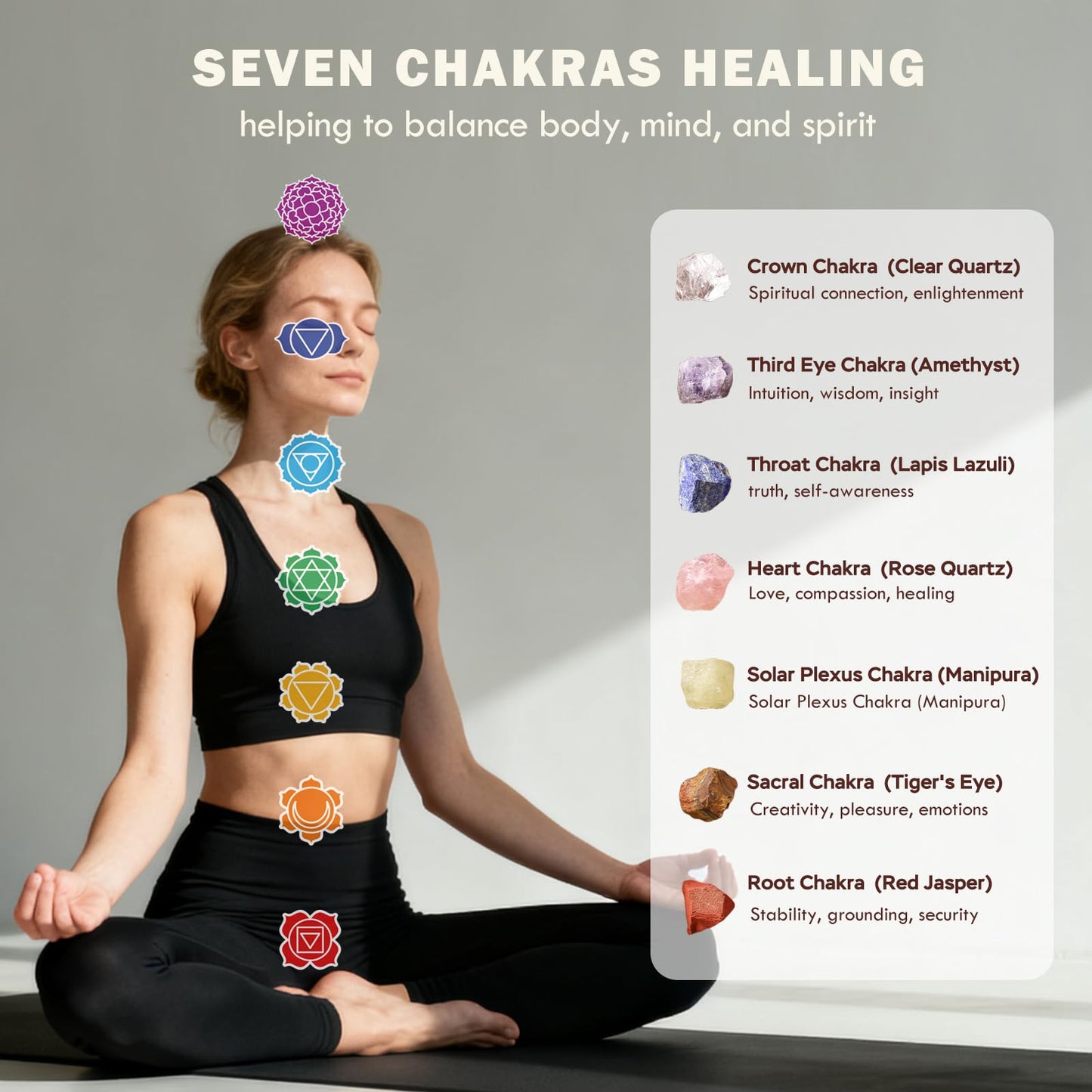 7Pcs Crystals and Healing Stones, Real Healing Crystals, Raw Crystals, Rose Quartz, Amethyst, Citrine, Quartz