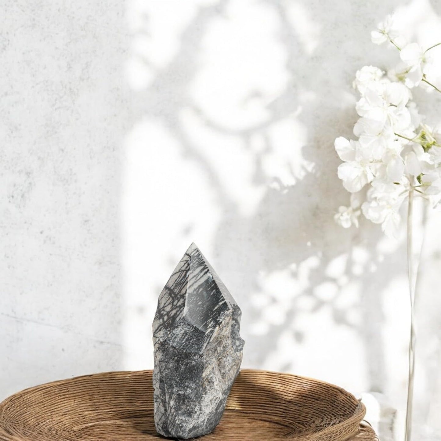 SAMSARI Net Jasper Crystal Points – (3 to 4 inches Height) Set of 2 Healing Stones for Meditation, Yoga, and Spiritual Practices – Natural Earthy Gemstones