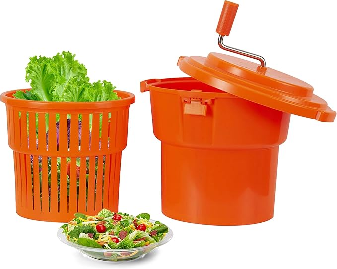 Clivia Large Commercial Salad Spinner Manual Lettuce Dryer Spinner Dryer-Dries Up To 4 Heads Of Lettuces