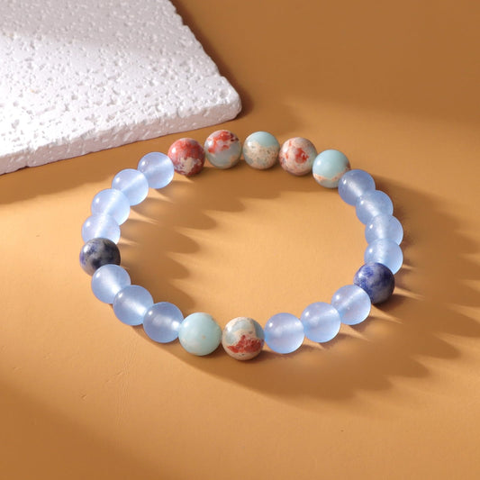 Risyfjew Birthstone Crystal Floral Bracelets for Women Men Colorful Stone May Bracelet for Women Reduce Anxiety Zodiac Month Bracelet Birthday Graduation Gifts