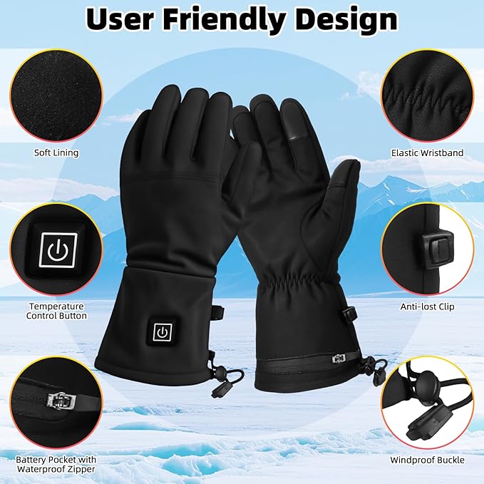 Hand Warmers Rechargeable, Electric Heated Gloves with Rechargeable Batteries 3 Levels 7.6V Fast Heating Handwarmer Pouch for Women Men Kids Winter Hiking Camping Hunting Skiing Outdoor Sports Working