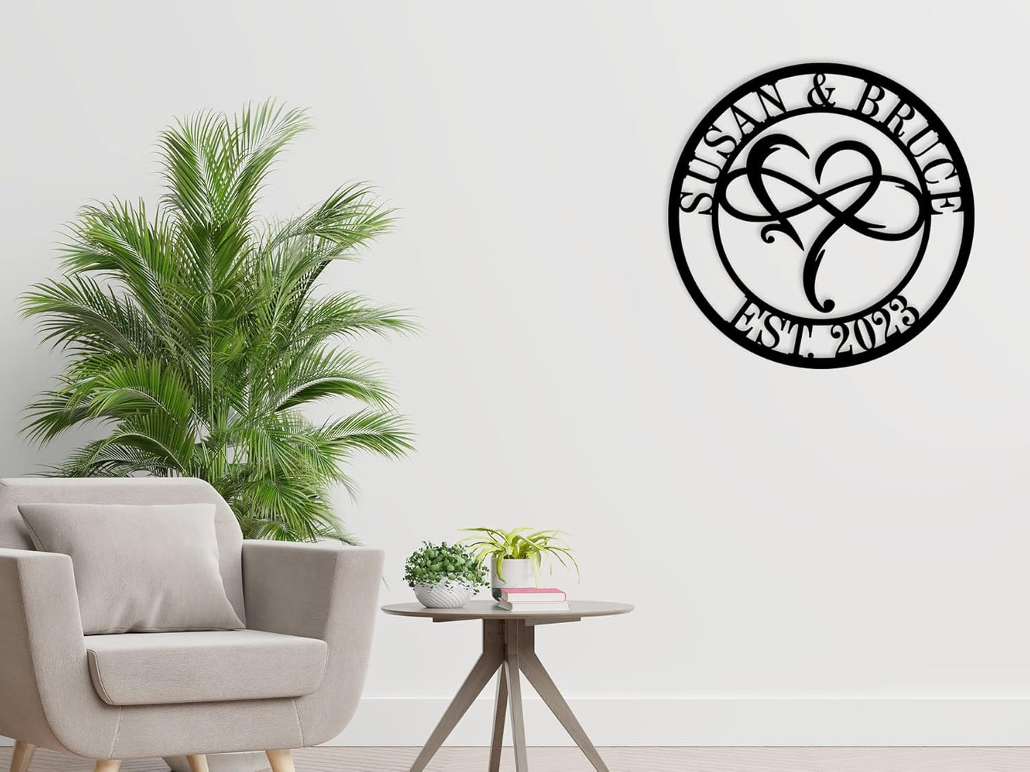 Custom Infinity Heart Wall Decor, Personalized Metal Name Sign, Custom Metal Sign,Name Sign, Outdoors, Last Name Wall Decor, Personalized Wedding Gifts