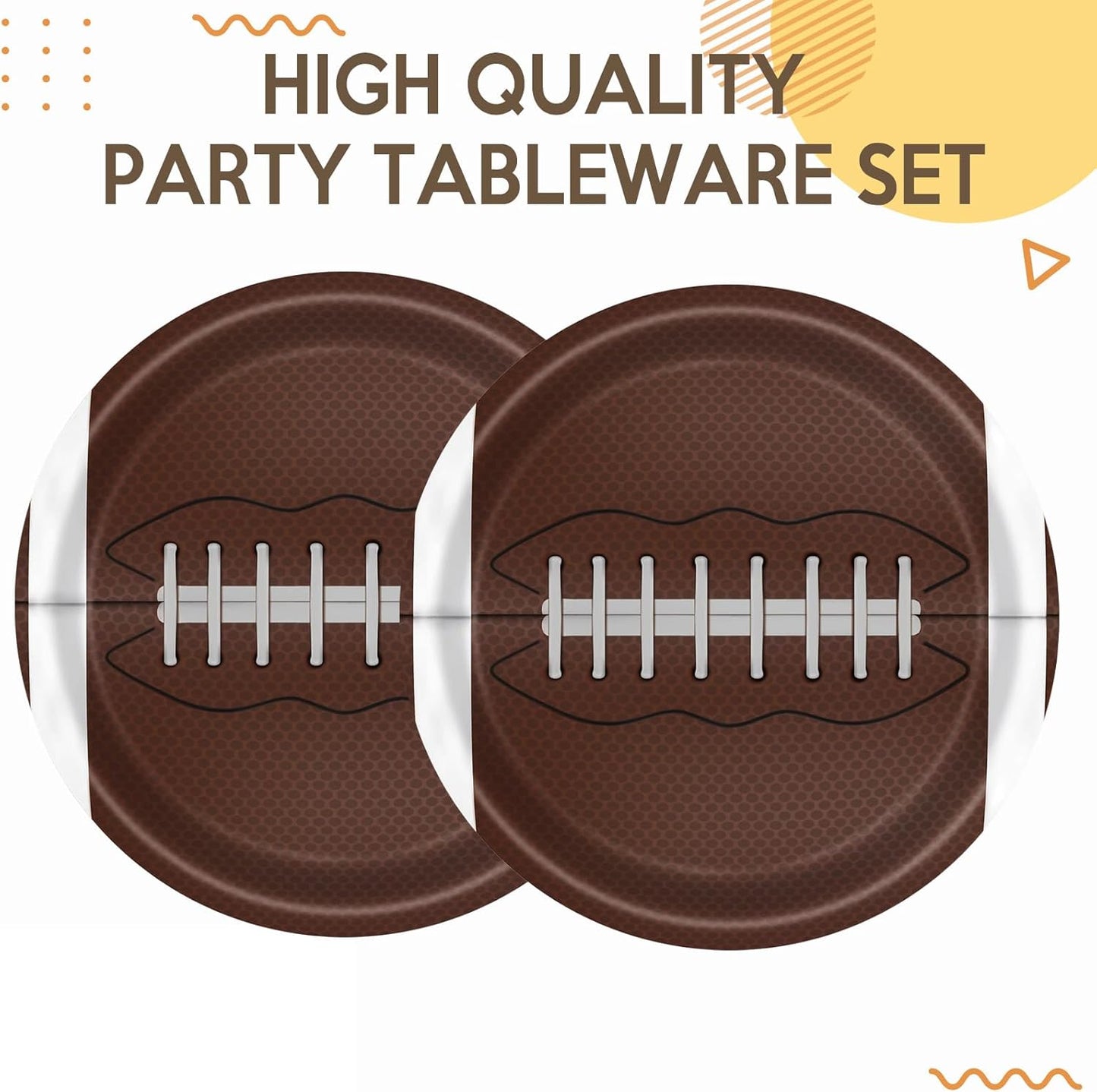 Football Party Supplies Kit,60Pcs 7Inch Football Paper Plates,Sport Themed Tableware Set Party Dessert Plates,for Football Gameday,Kids Birthday,Sports Events,Tailgate Party Decorations Supplies