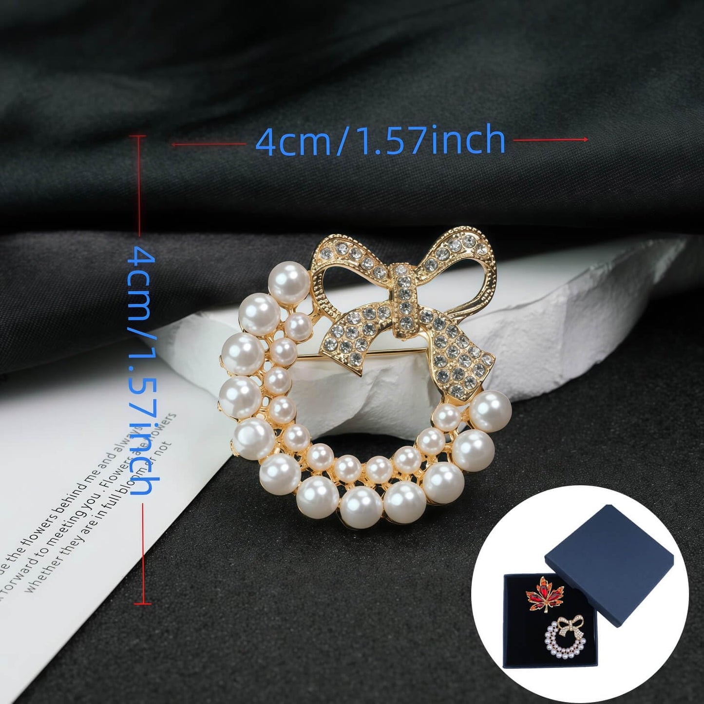 Yaximhozz 2pcs Rhinestone Brooch Pin for Women Dress Elegant Stylish Crystal Brooches Fashion Accessories Pins Lapel Boutonniere Ideas Wedding Christmas Birthday Jewelry Easter Gift (02 Gold Pearl)