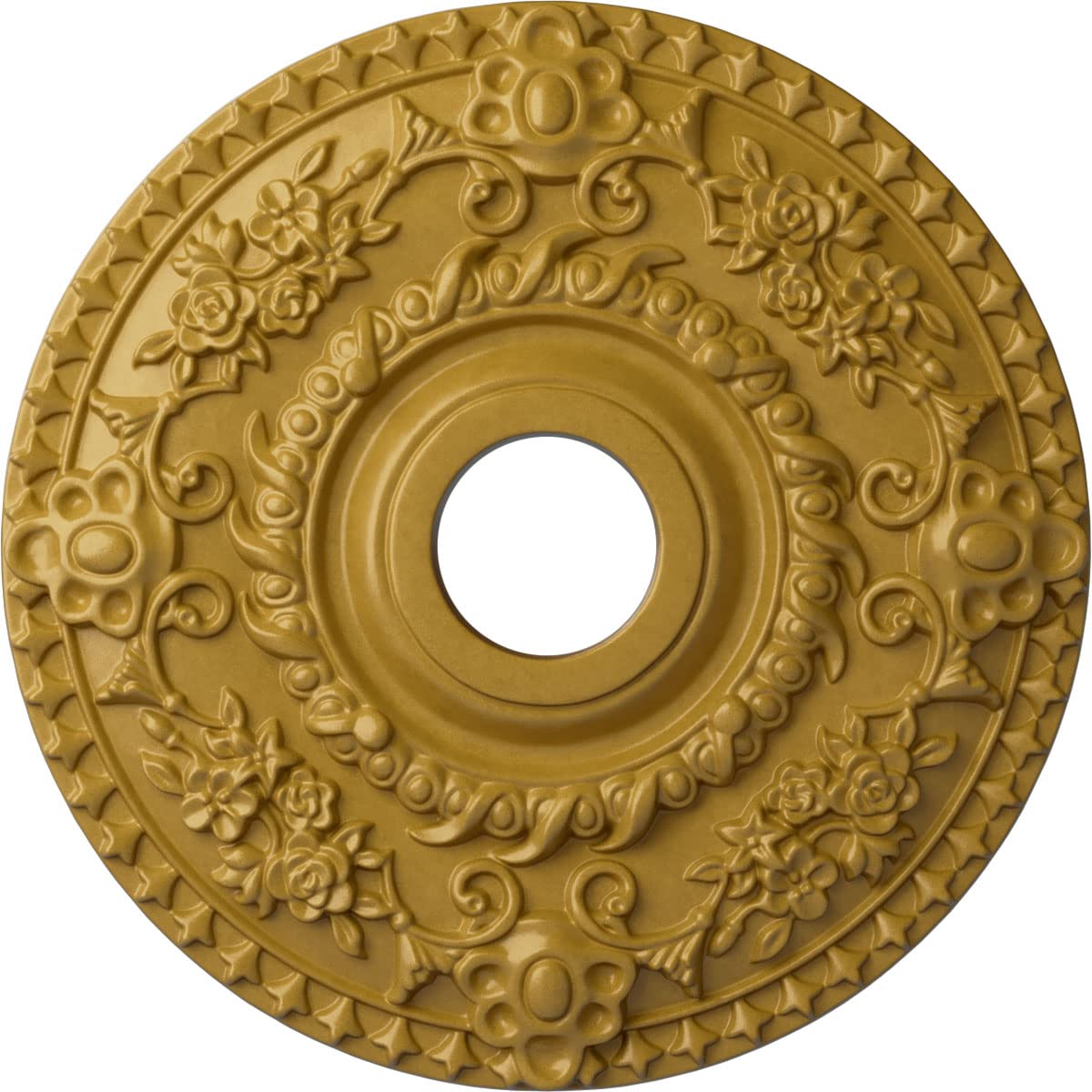 Ekena Millwork Cm18Roigs Rose Ceiling Medallion, Iridescent Gold