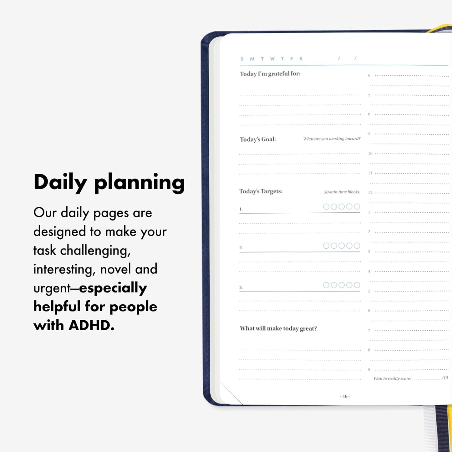 BestSelf 13-Week Self Journal & Goal Planner – Undated Daily ADHD-Friendly Journal for Men & Women | Productivity, Gratitude, Reflection & Habit Tracker | 2025 Life Organizer with Prompts, Grey Mist