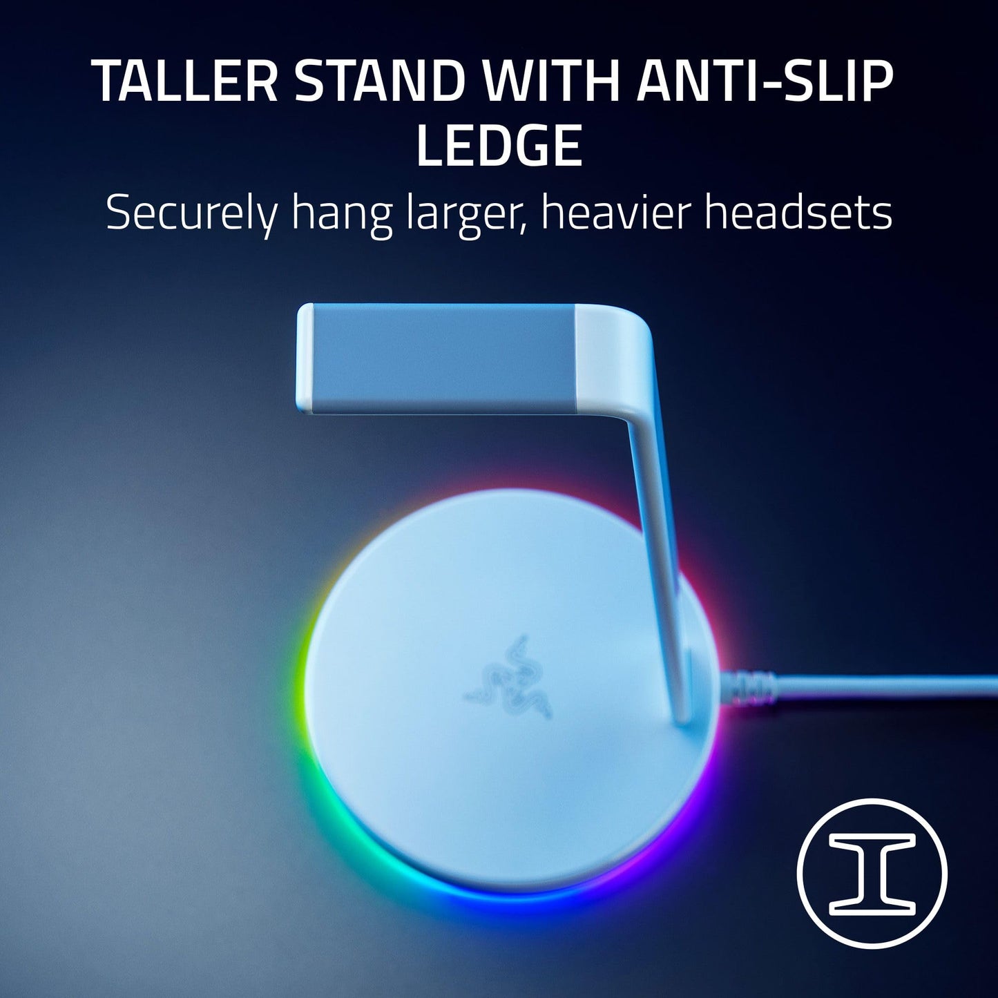 Base Station V2 Chroma Headphone Headset Stand Holder: Chroma Rgb Lighting - Taller Stand & Anti-Slip Ledge - Usb Charging Ports