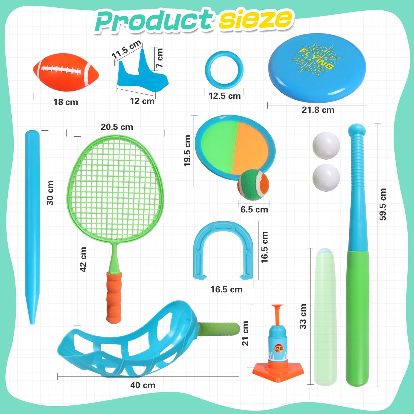 Outdoor Toys for Kids Ages 4-8, 8-in-1 Backyard Games Set with Multiple Sports Activities, Outdoor Family Play for Boys and Girls, Ideal for Parties, Camping & Birthday Gifts
