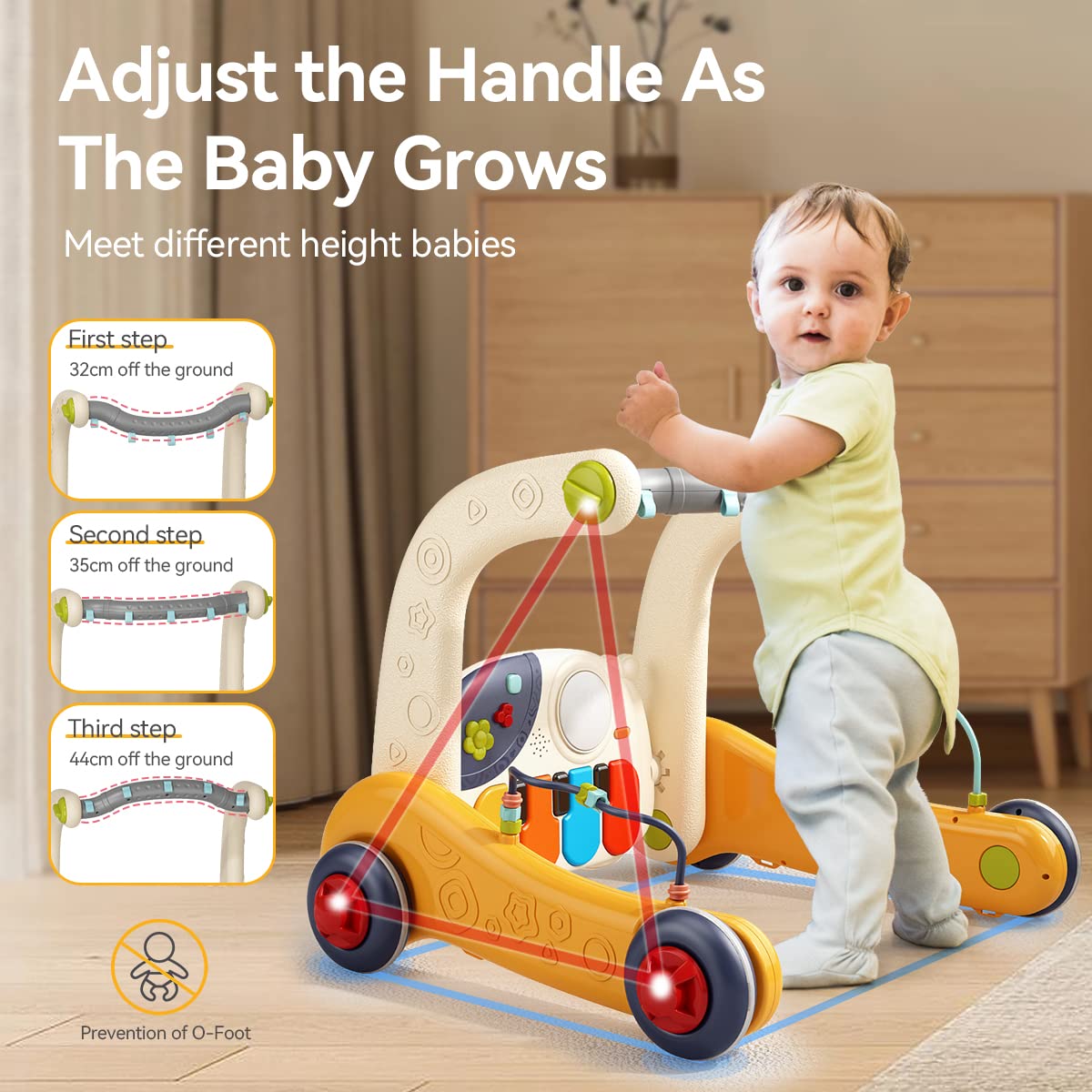 4 in 1 Baby Play Mat Activity Gym,Baby Kick and Play Piano Tummy Time Mat,Musical Learning Push Walker with Light up Interactive Toys Gift for Babies 0-6-12 Months Infant Boys Girls Newborn