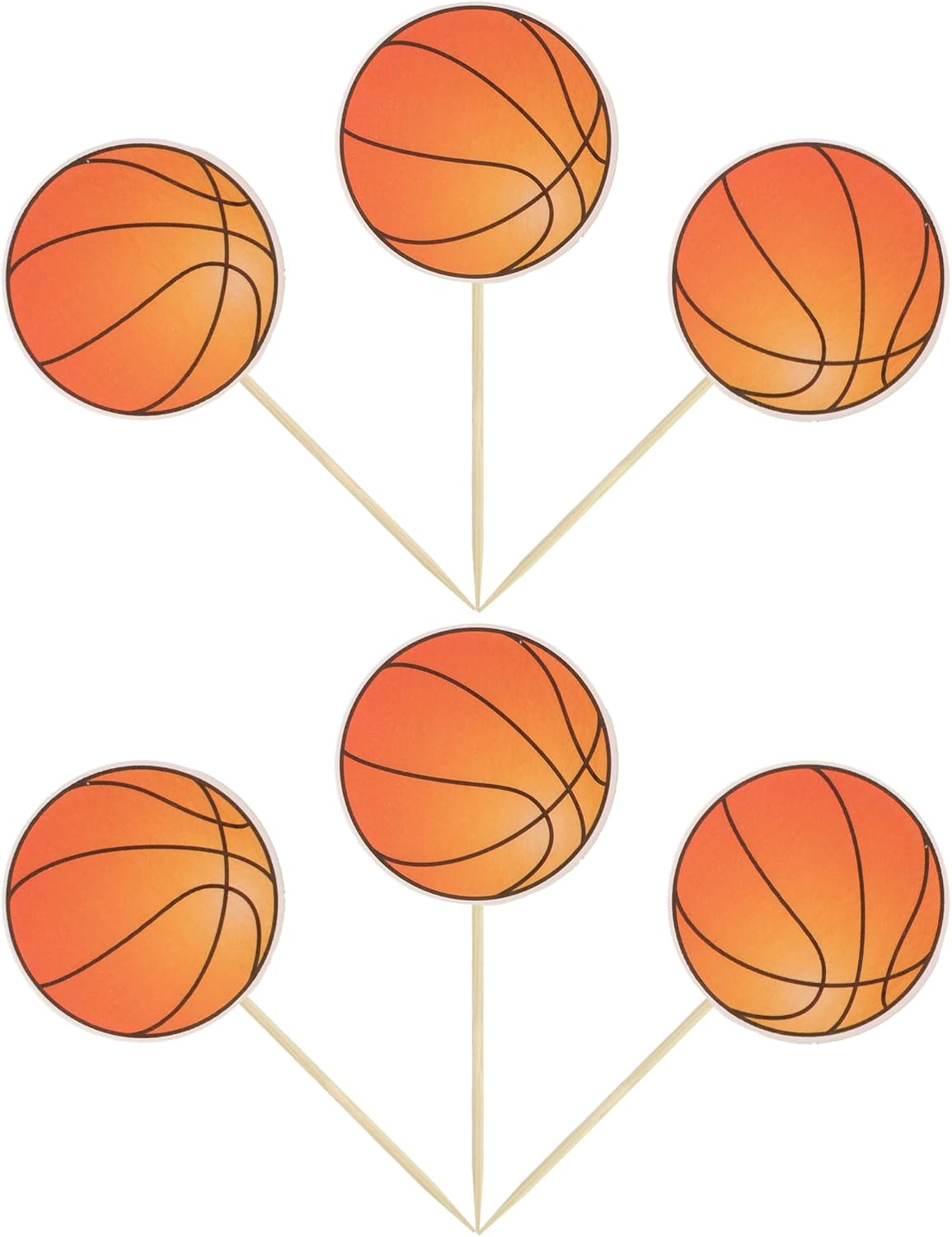 36Pcs Basketball Cupcake Toppers Star Sports Ball Cupcake Picks Decorations for Basketball Sports Players Theme Baby Shower Birthday Party Cake Decorations Supplies