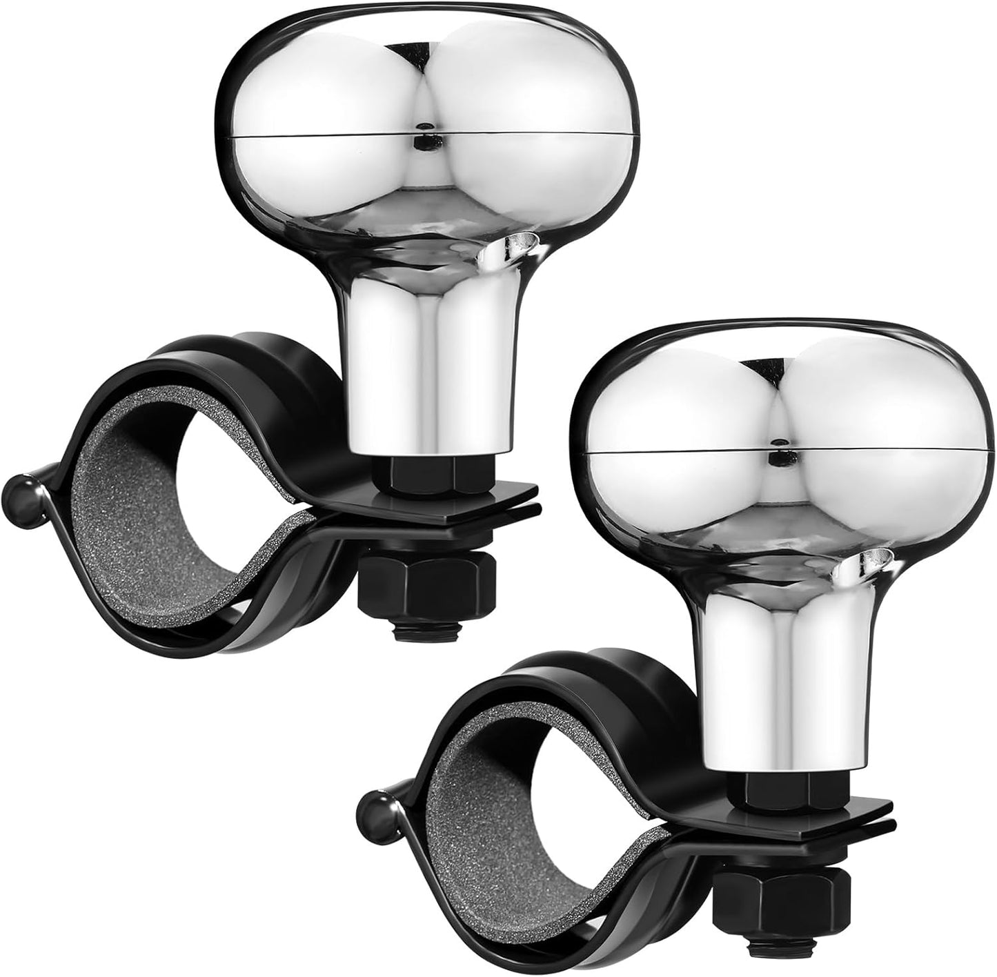 Tallew 2 Pieces Steering Wheel Knob Spinner Suicide Knobs Steering Wheel 360 Degrees Rotation Tractor Accessories for Cars, Trucks, Tractors, Boats(Electroplating)