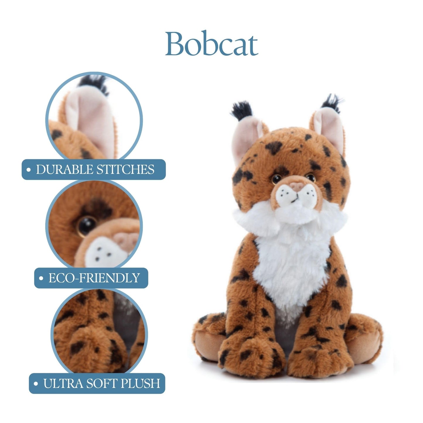 The Petting Zoo Bobcat Stuffed Animal, Gifts for Kids, Wild Onez Zoo Animals, Bobcat Plush Toy 12 inches