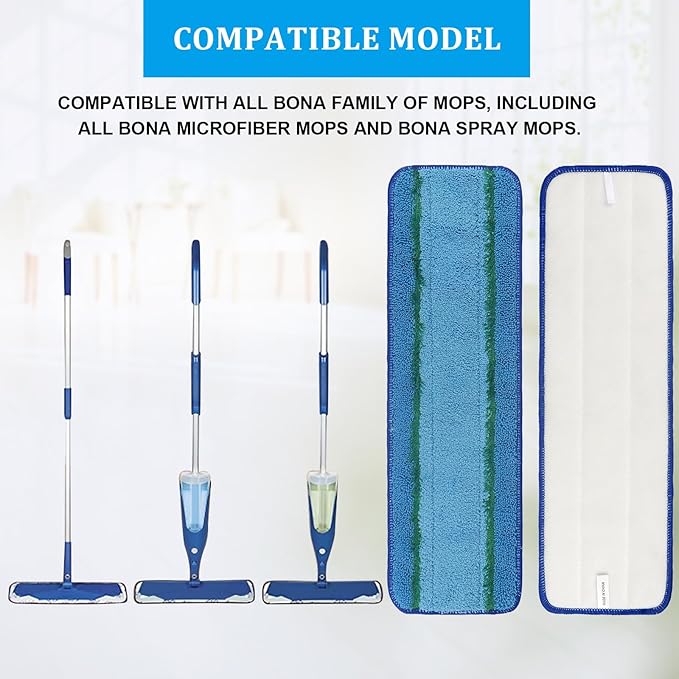 6 Pack Deep Clean Pads Replacement for Bona Family of Mops, Washable & Reusable Microfiber Cleaning Pad for Hardwood and Multi-Surface Floors Cleaning Head, Wet/Dry Mop